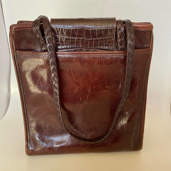 Brighton Purse Bag Genuine Leather Purse Bag Shoulder Moc Croc w/ Key Ring - Picture 2 of 9